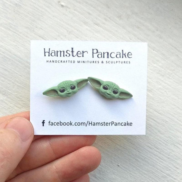 New Grogu Head Stud Yoda Earrings