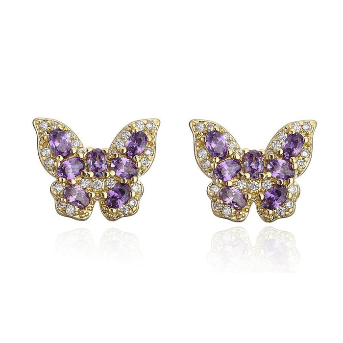 New Fashion Versatile Zircon Butterfly Earrings Stud Earrings