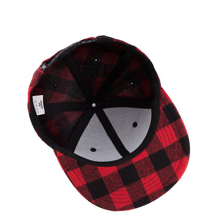 New Fashion Cotton Black Red Plaid Baseball Cap