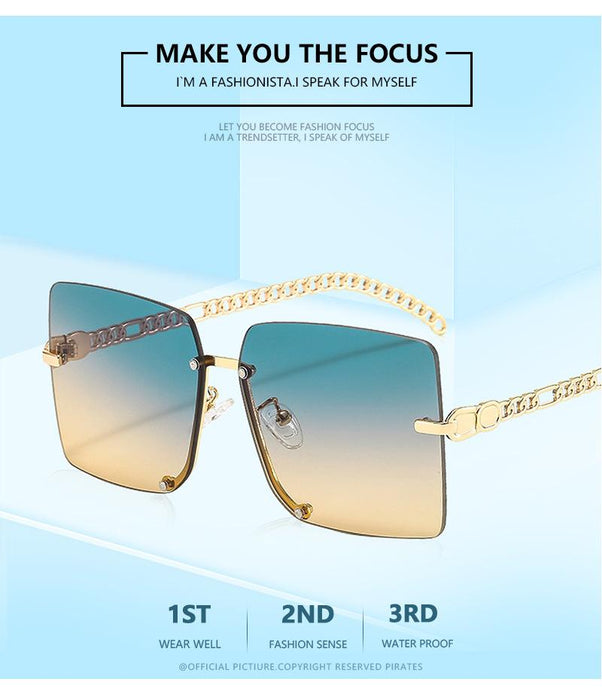Sunglasses Women's square metal half frame sunglasses