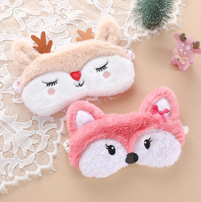 Cartoon Cute Embroidered Elk Fox Shade Blindfold Eye Mask