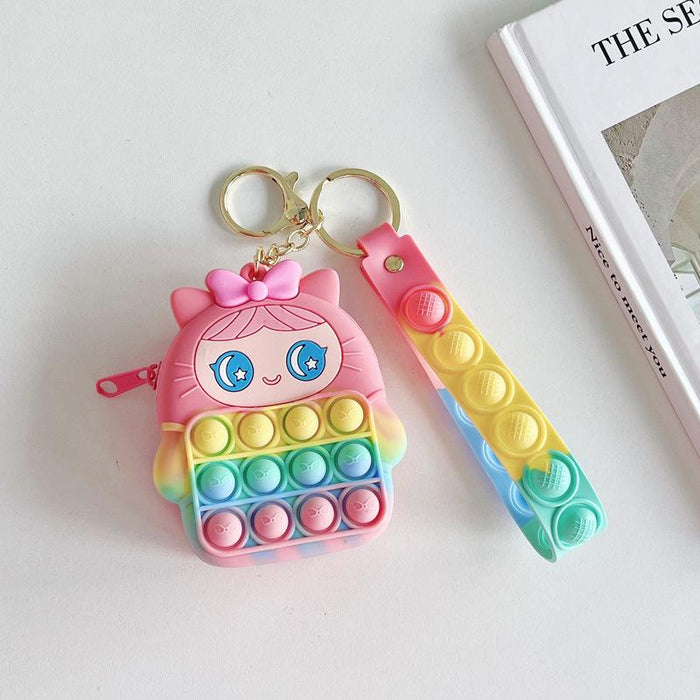 Cartoon creative silicone mini bag rabbit pendant keychain