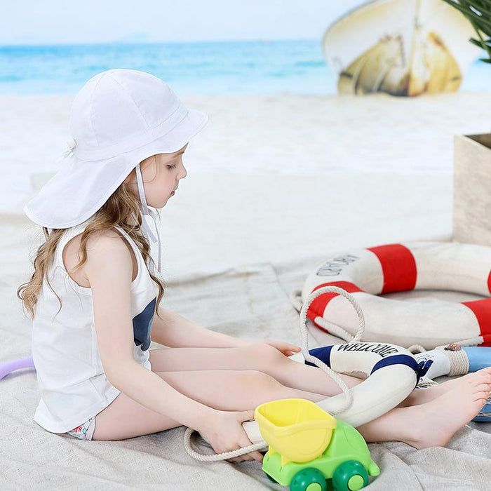 White Ruffled Outdoor Sunscreen Thin Children's Fisherman Hat