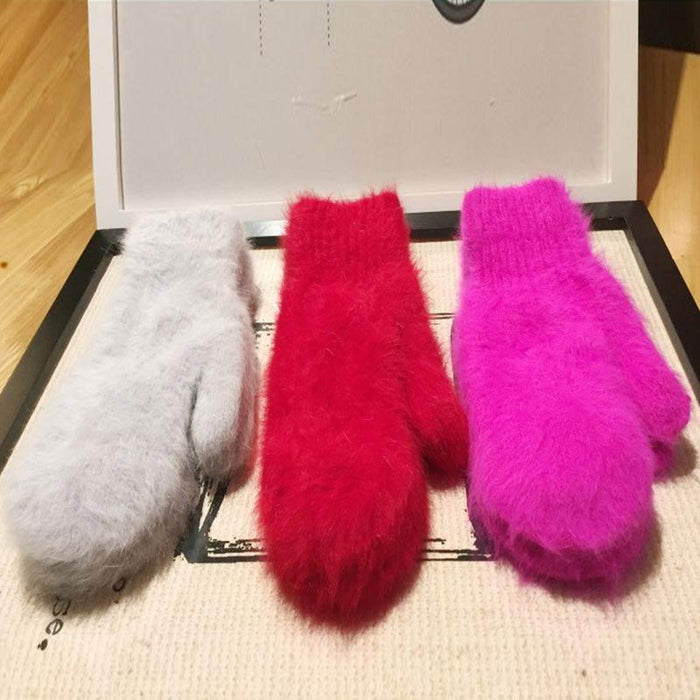 Female Elastic Full Fingers Gloves Cute Rabbit