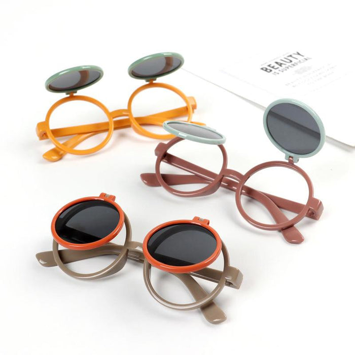 Children's Sunglasses flip round frame glasses