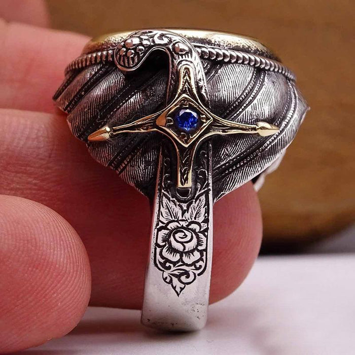 Vintage Two-color Star Moon Men's Ring