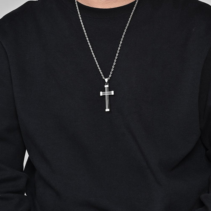 Titanium Steel Hip Hop Couple Pendant Cross Necklace