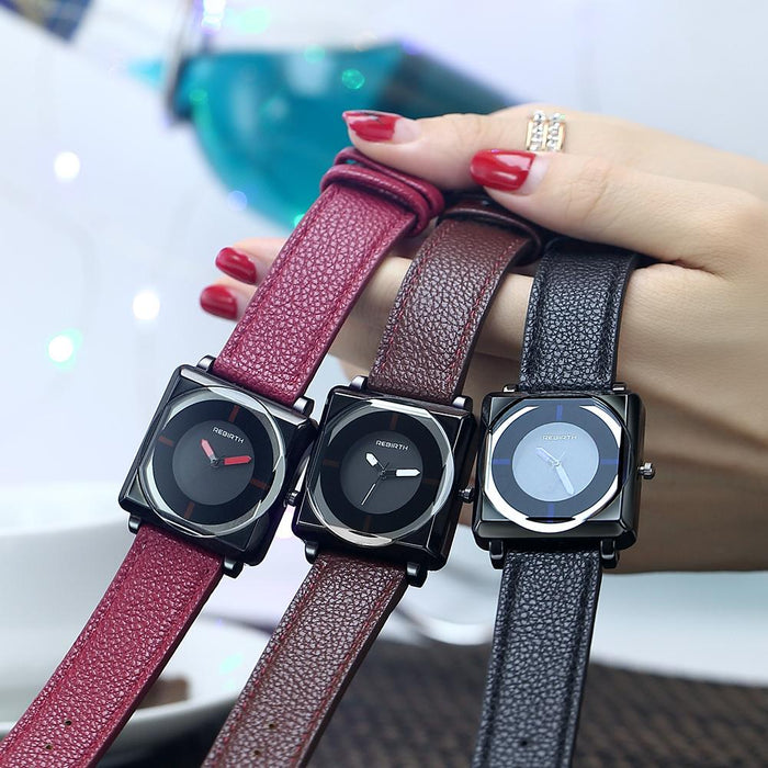 Square Women Leather Wrist Watches