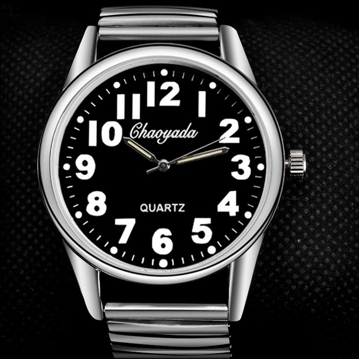 Men Watches Elastic Strap Stainless Steel Luxury Fashion Wristwatch