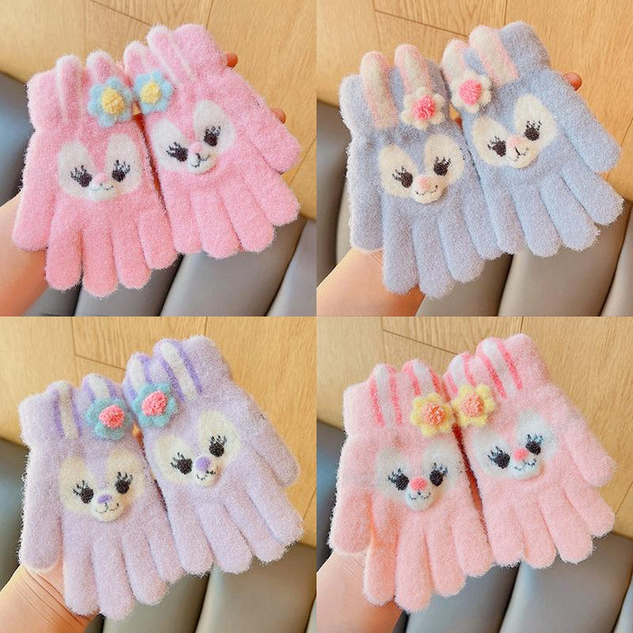 Winter Baby Sweet Cartoon Knitted Yarn Keep Warm Gloves