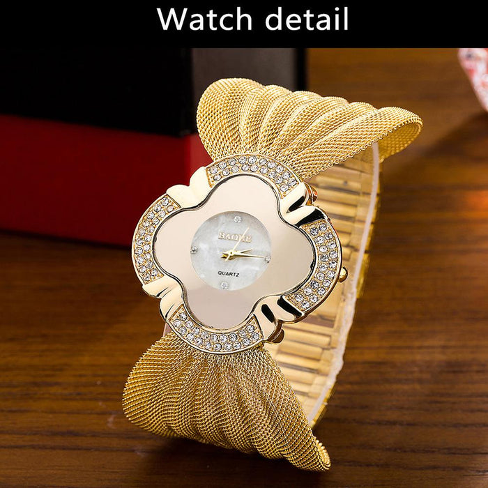 Fashion Luxury Bracelet Watch Bright Butterfly Mesh Strap Ladies Quartz Watch