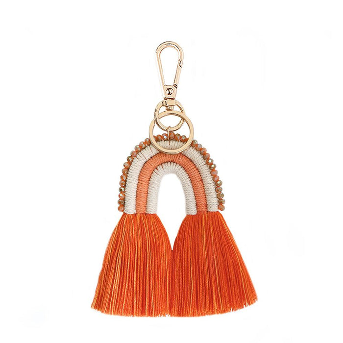 Tassel Keychains Hand Woven Rainbow Pendant