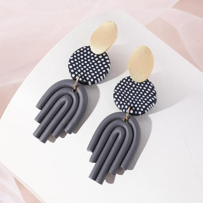Exaggerated Personality Spotted Soft Pottery Earrings