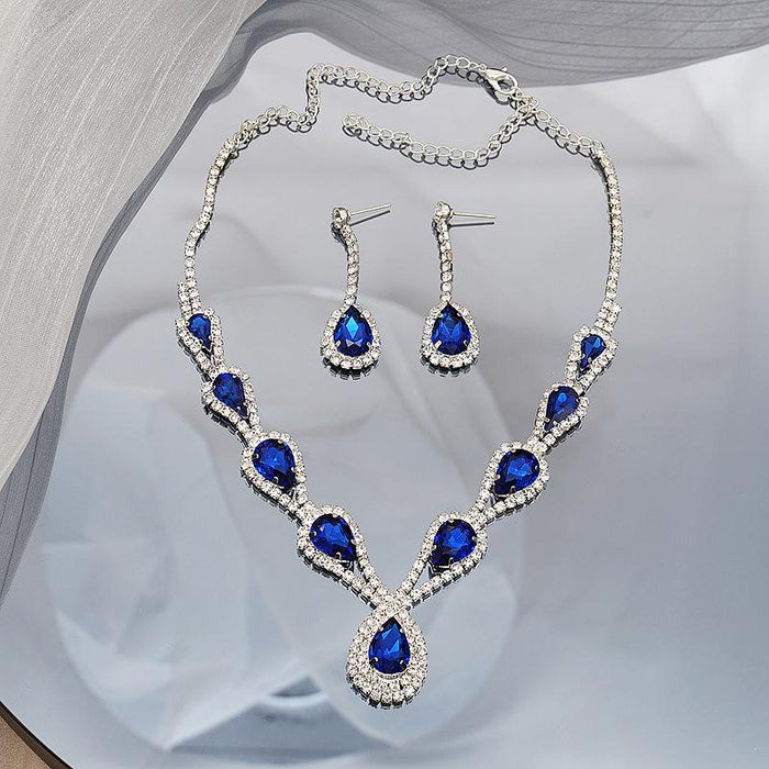 New Women's Jewelry Color Necklace Earrings Two Piece Set