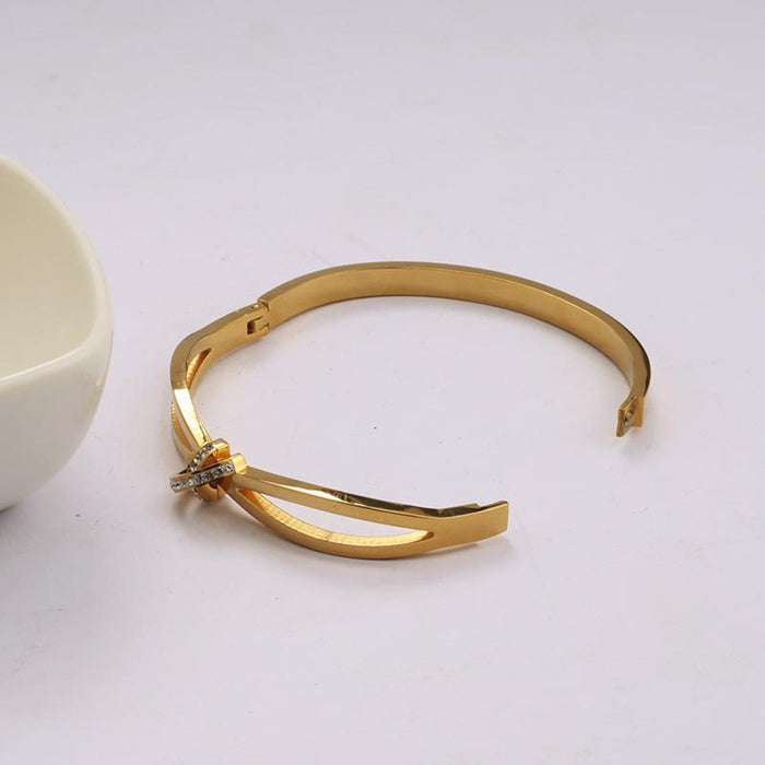 New Popular Titanium Steel Gold Color C-shaped Open Bracelet Bangle