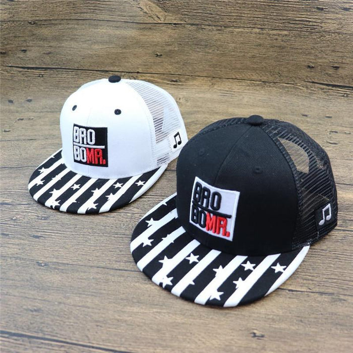 Children's Striped Pentagram Alphabet Hip Hop Mesh Baseball Cap