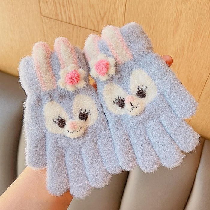 Winter Baby Sweet Cartoon Knitted Yarn Keep Warm Gloves