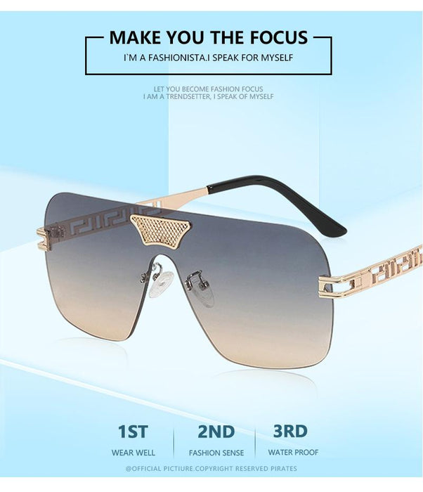 Metal integrated sheet chain frameless avant-garde Sunglasses