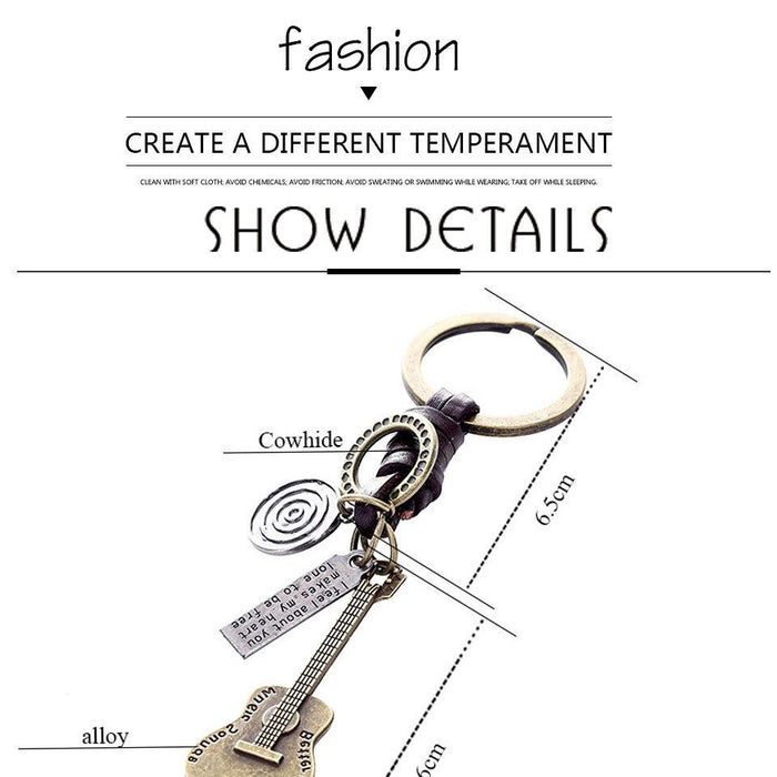Vintage key chain punk leather metal key chain creative personality key chain