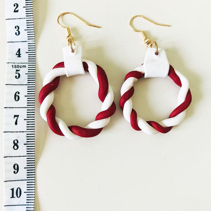 Green Handmade DIY Soft Clay Geometric Flower Earrings