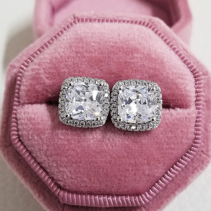 Silver Zircon Stud Pink Earings