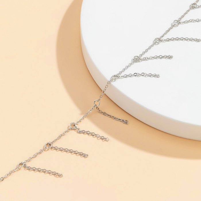 Simple Tassel Ring Hollow Single Foot Chain