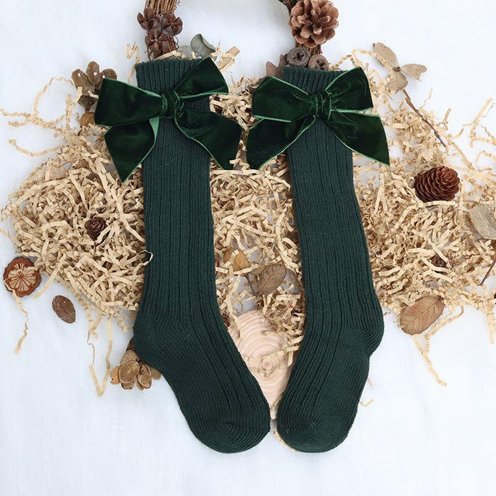 Winter Kids Knee High Big Bow Christmas Socks