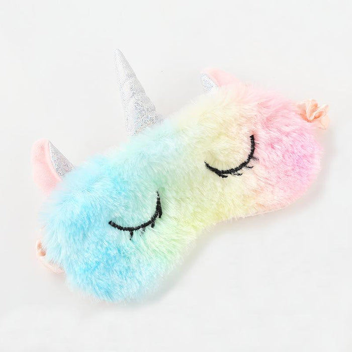 Cartoon Pink Gradient Colorful Unicorn Blindfold Eye Mask