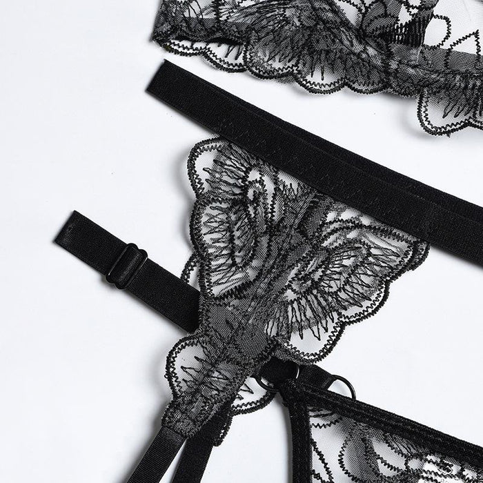 Sexy Embroidered Lingerie Lace Push Up Underwear Set