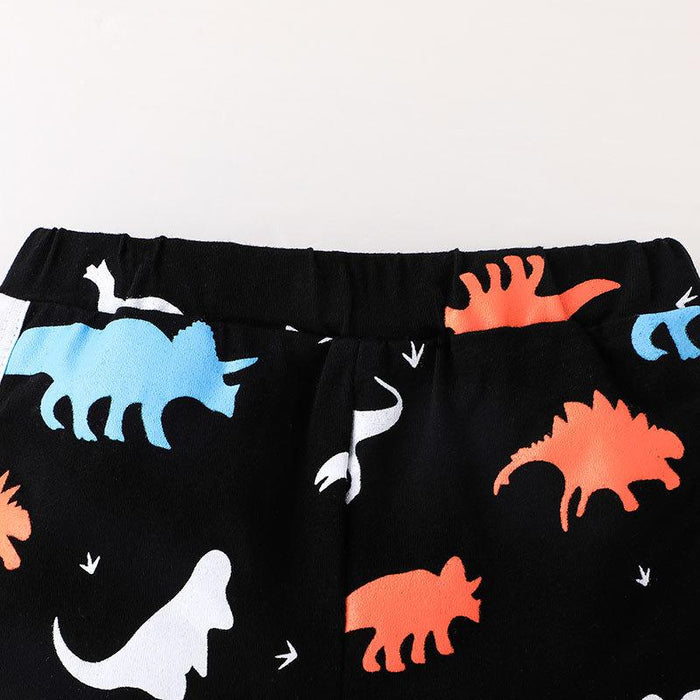 Daddy's Boy Cartoon Dinosaur Vest Shorts Set