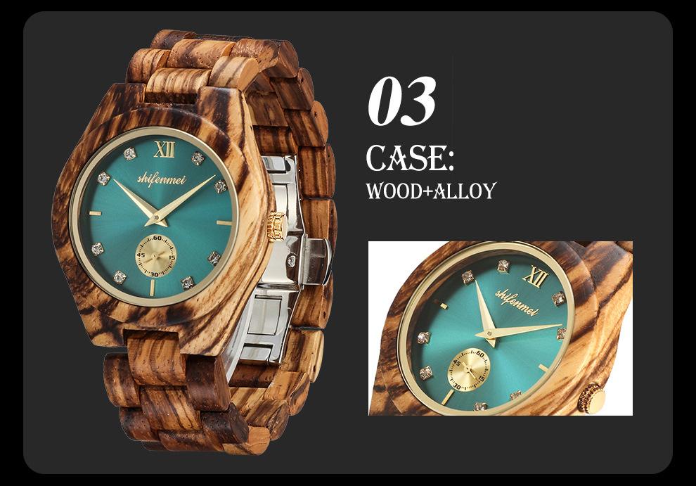 New Multifunctional Advanced Green Wood Quartz Watch