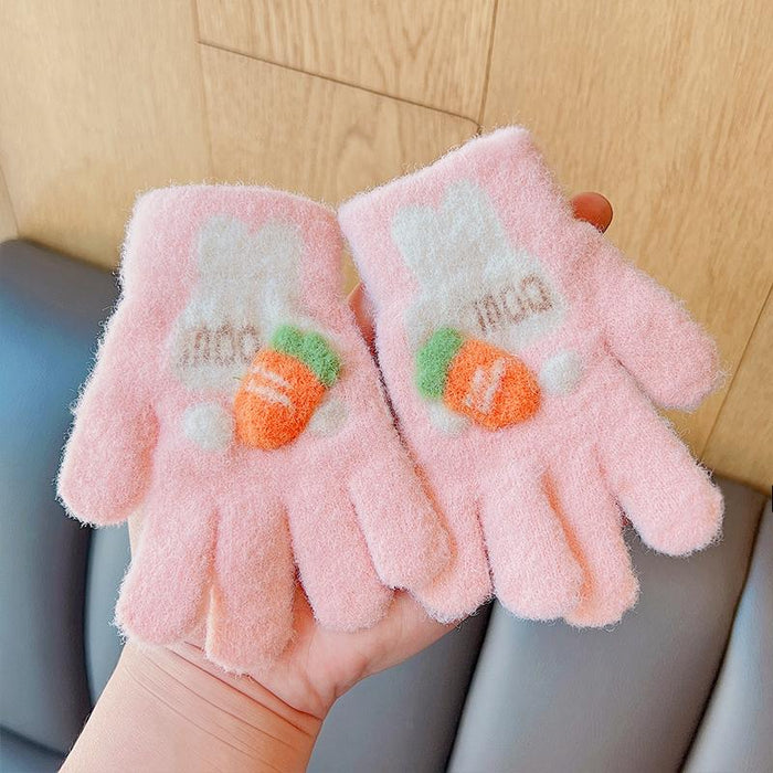Winter Baby Sweet Cartoon Knitted Yarn Keep Warm Gloves