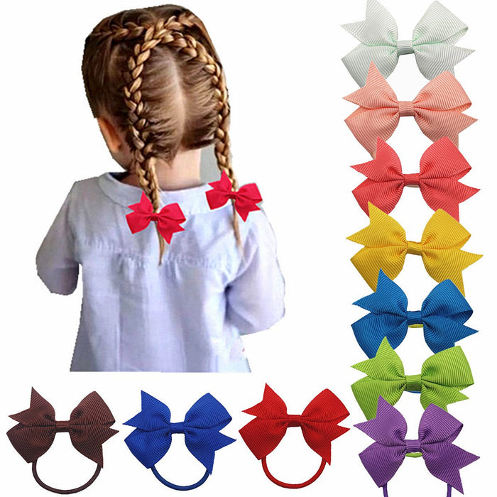 2PCS Children's jewelry bow elastic band