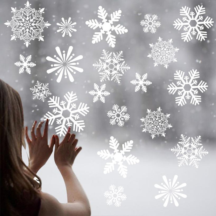 1 Sheet Merry Christmas Snowflake Snowman Window Sticker
