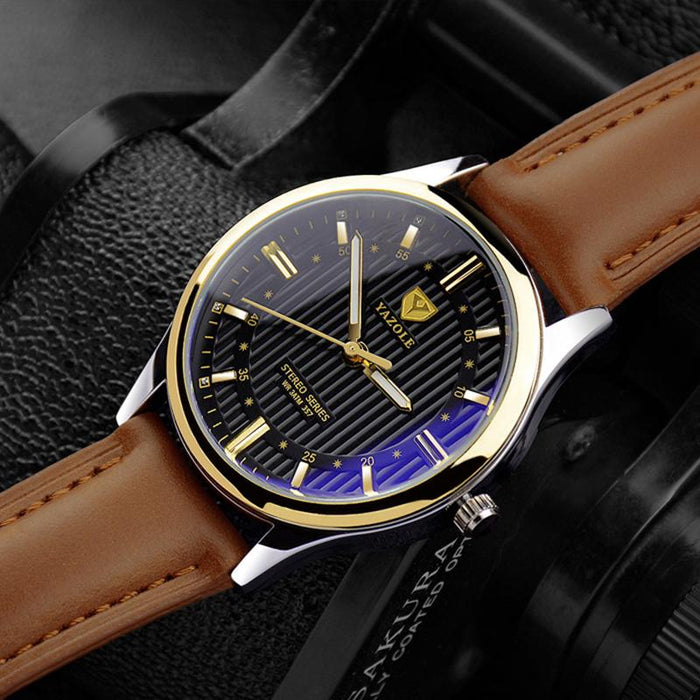 Yazole Watch Business Men's Watch Unique Luminous Leisure Leather Watches Fashion Quartz Watch