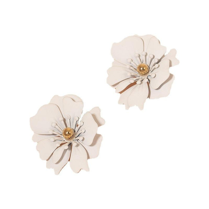 New Women's Earrings Petal Baking Paint Heart Earrings
