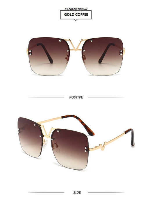 Metal square color large frame sunglasses