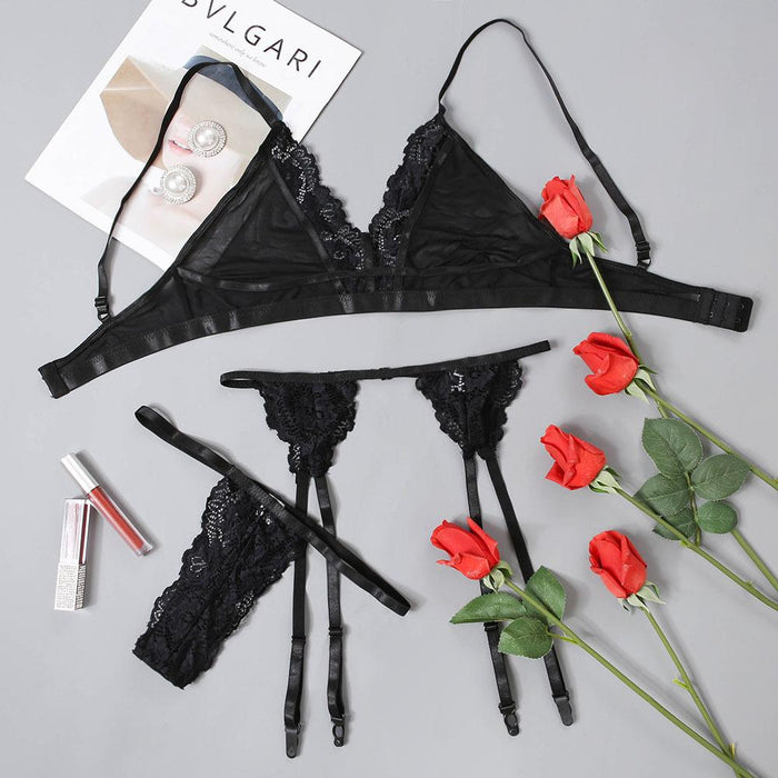 Women's Sexy Thin Lingerie Mesh Lace Underwear Set