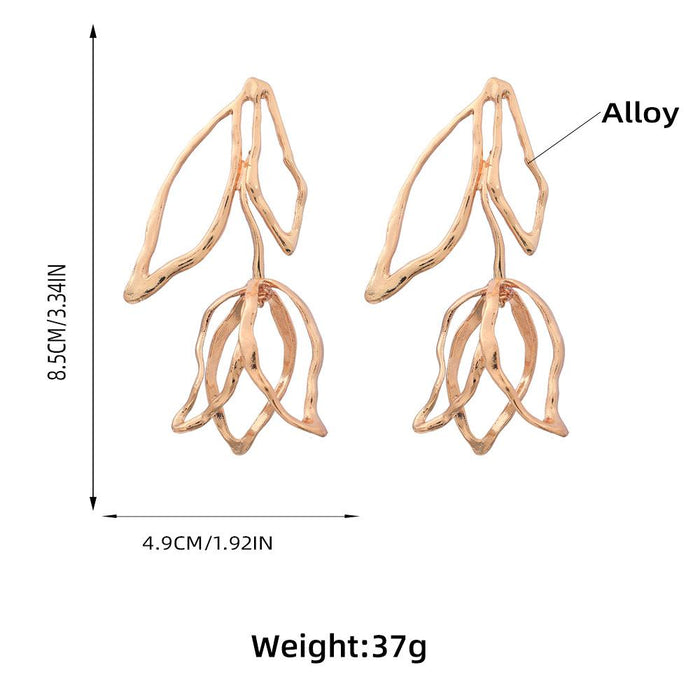 Women's Simple Hollowed Alloy Flower Earrings