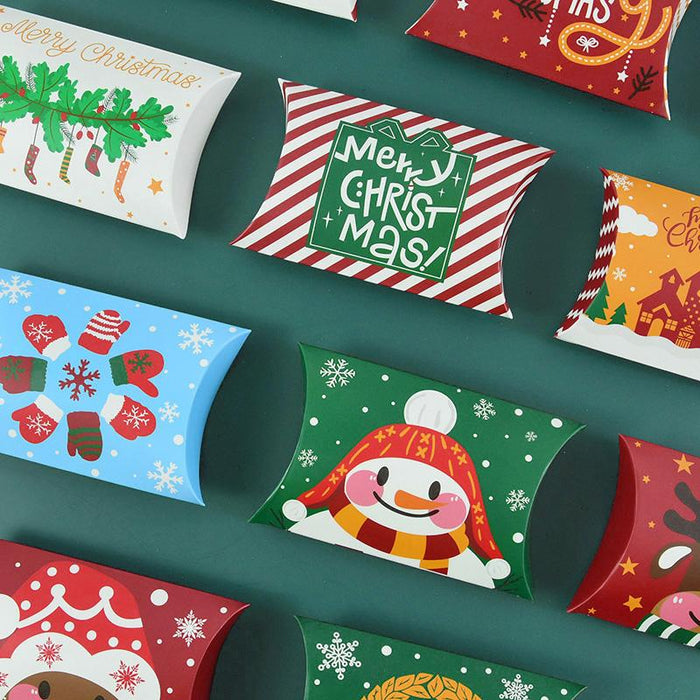 50Pcs Christmas Pillow Shape Candy Box
