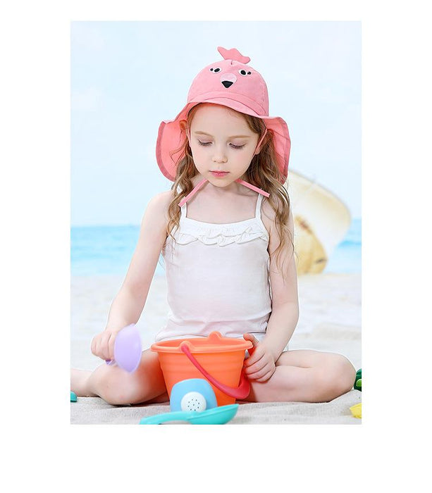 Cartoon Flamingo Outdoor Sunscreen Thin Children's Shawl Hat