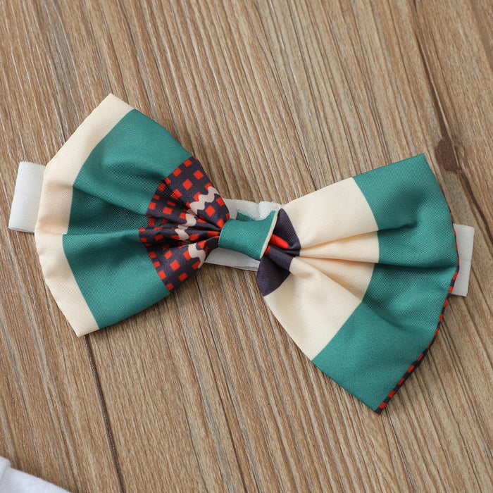 White letter deer long sleeved Khaki creeper striped suspender skirt