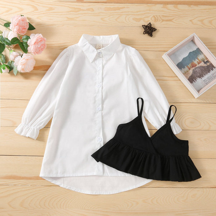 White shirt skirt children's suit