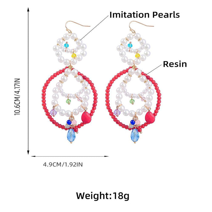Ladies Summer Casual Multilayer Beads Ear Hooks Earrings