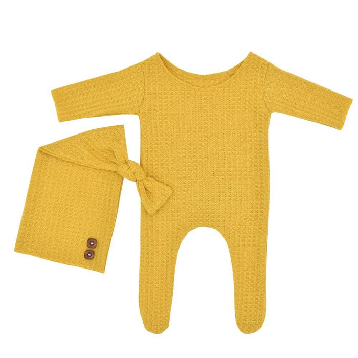 Newborn Photography Knitted One-piece Long Tailed Hat Two-piece Set