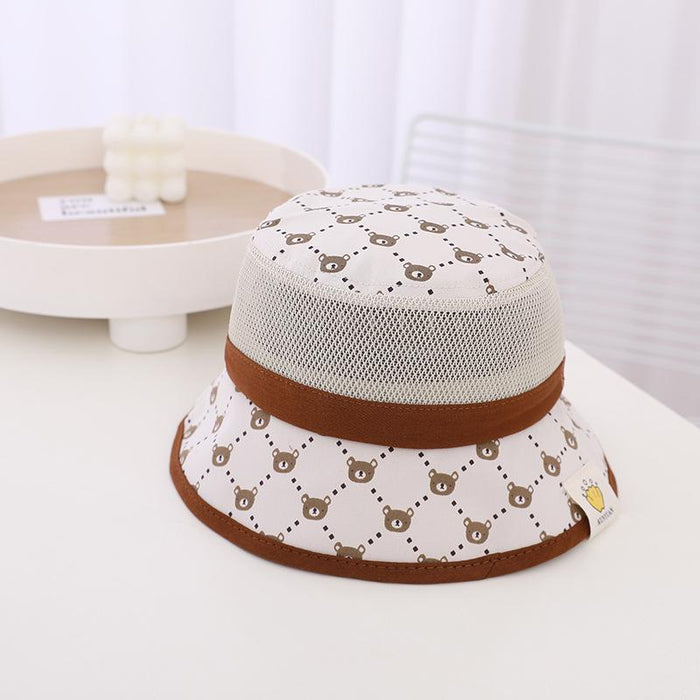 Summer Sunshade Wired Bear Print Children's Mesh Hat