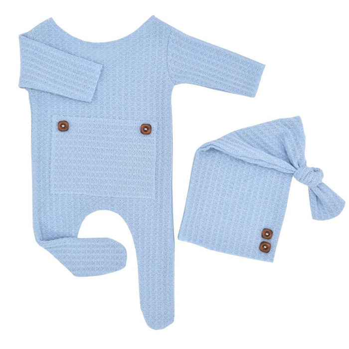 Newborn Photography Knitted One-piece Long Tailed Hat Two-piece Set