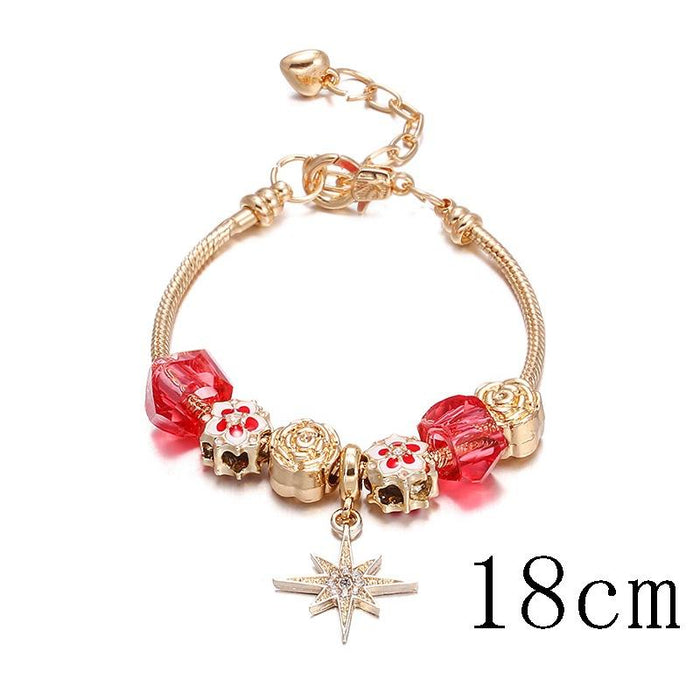 Women's kc gold lobster clasp flower beaded bracelet