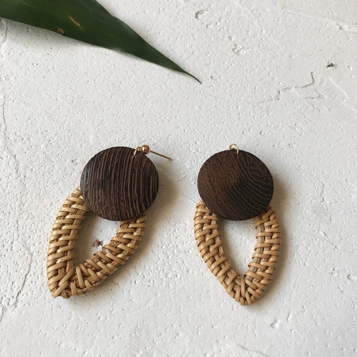 Fashion Geometric Square Water Droplets Rattan Earrings