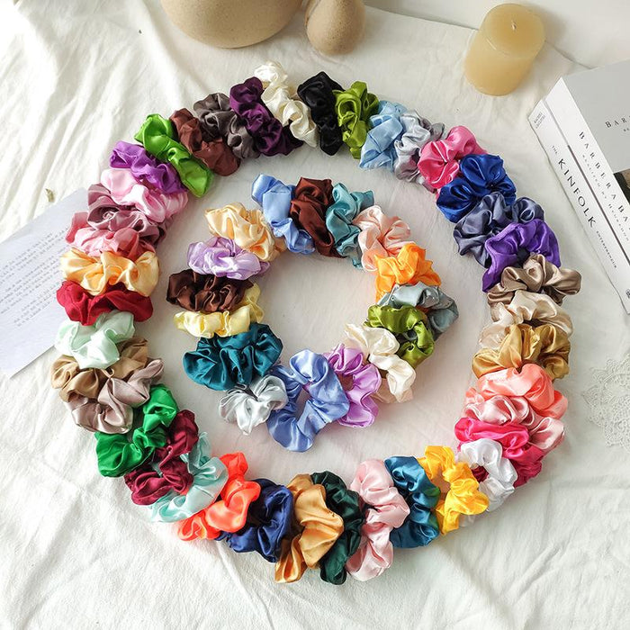 Multicolor Satin Cloth Loop Hair Tie Large Intestine Hair Loop